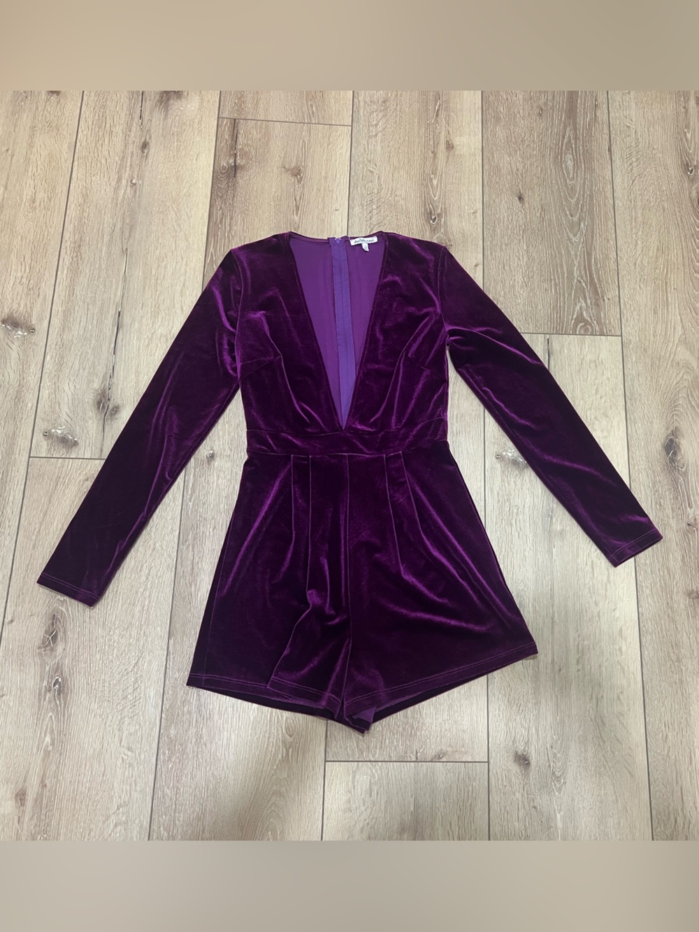 Charlotte Russe Velvet Deep-V Romper